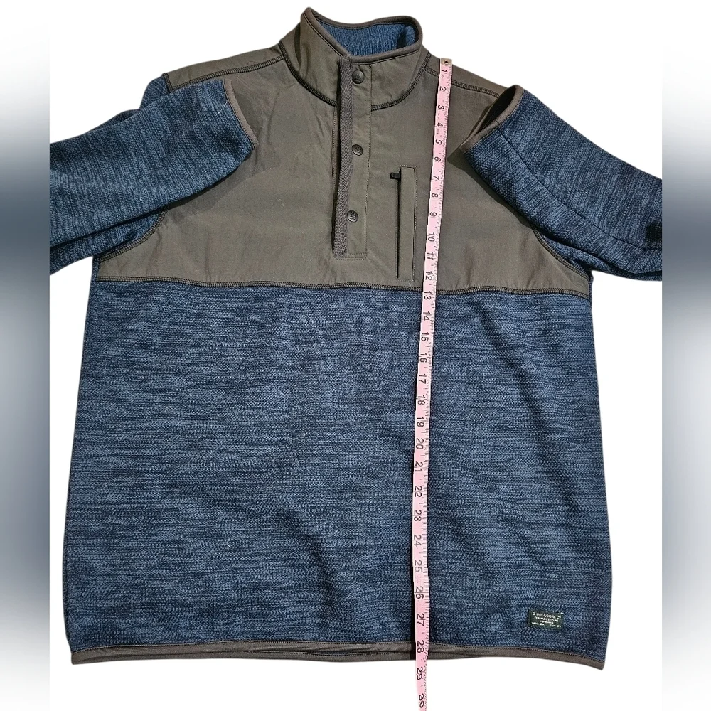 G.H. Bass & Co Men Large Quarter Snap Fleece Pullover Blue Nylon Yoke Outdoor
